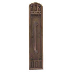 Brass Accents [A04-P5841-RV7-486] Solid Brass Door Pull Plate - Oxford w/ Large Colonial Revival Pull - Aged Brass Finish - 3 3/8&quot; W x 18&quot; L