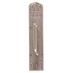 Brass Accents [A04-P5841-RV7-619] Solid Brass Door Pull Plate - Oxford w/ Large Colonial Revival Pull - Satin Nickel Finish - 3 3/8&quot; W x 18&quot; L