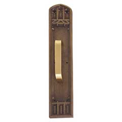Brass Accents [A04-P5841-TRD-486] Solid Brass Door Pull Plate - Oxford w/ Traditional Pull - Aged Brass Finish - 3 3/8&quot; W x 18&quot; L