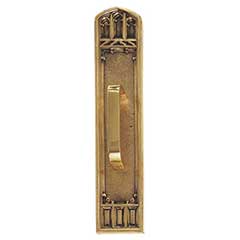 Brass Accents [A04-P5841-TRD-610] Solid Brass Door Pull Plate - Oxford w/ Traditional Pull - Highlighted Brass Finish - 3 3/8&quot; W x 18&quot; L