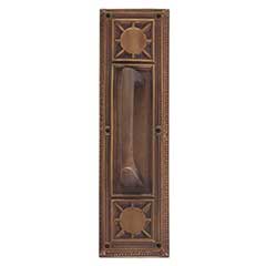 Brass Accents [A04-P7201-MSS-486] Solid Brass Door Pull Plate - Nantucket w/ Mission Pull - Aged Brass Finish - 3 3/4&quot; W x 13 7/8&quot; L