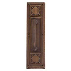 Brass Accents [A04-P7201-RV5-486] Solid Brass Door Pull Plate - Nantucket w/ Small Colonial Revival Pull - Aged Brass Finish - 3 3/4&quot; W x 13 7/8&quot; L
