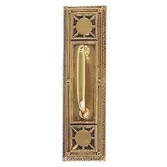 Brass Accents [A04-P7201-RV5-610] Solid Brass Door Pull Plate - Nantucket w/ Small Colonial Revival Pull - Highlighted Brass Finish - 3 3/4&quot; W x 13 7/8&quot; L