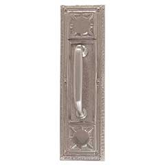 Brass Accents [A04-P7201-RV5-619] Solid Brass Door Pull Plate - Nantucket w/ Small Colonial Revival Pull - Satin Nickel Finish - 3 3/4&quot; W x 13 7/8&quot; L