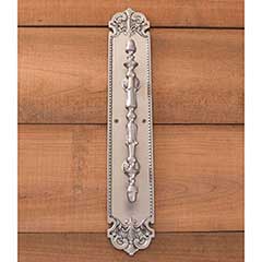 Brass Accents [A04-P3221-619] Solid Brass Door Pull Plate - Fleur de Lis - Satin Nickel Finish - 3&quot; W x 18&quot; L