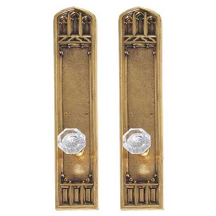 Brass Accents [D04-K584D] Solid Brass Door Dummy Set - Double - Oxford Series - 3 3/8&quot; x 18&quot; Plate