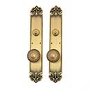 Brass Accents [D04-K322] Solid Brass Door Tubular Entry Set - Fleur de Lis Series - Double Cylinder - 3" x 18" Plate