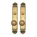 Brass Accents [D04-K322] Solid Brass Door Tubular Entry Set - Fleur de Lis Series - Double Cylinder - 3" x 18" Plate
