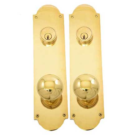 Brass Accents [D07-K042] Solid Brass Door Tubular Entry Set - Palladian Series - Double Cylinder - 3&quot; x 12&quot; Plate