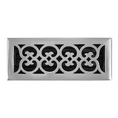 Brass Accents [A03-R4412-619] Cast Brass Decorative Floor Register Vent Cover - Scroll - Satin NIckel Finish - 4&quot; x 12&quot;