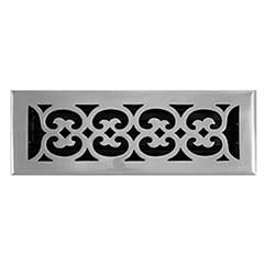 Brass Accents [A03-R4414-619] Cast Brass Decorative Floor Register Vent Cover - Scroll - Satin Nickel Finish - 4&quot; x 14&quot;