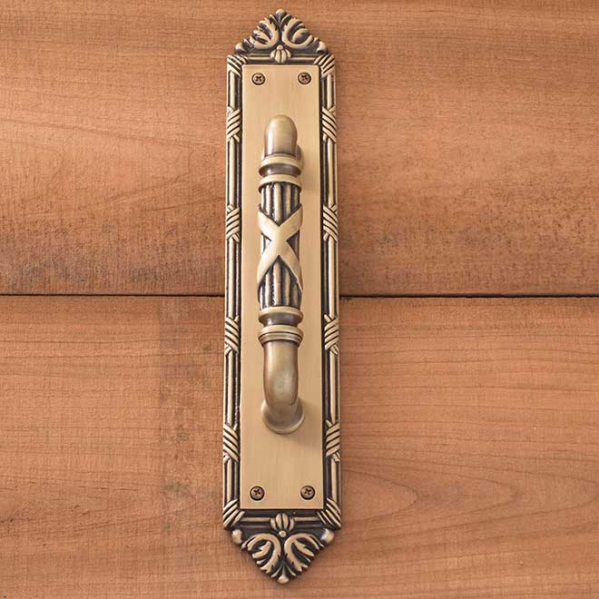 Brass Accents [A05P7231609] Solid Brass Door Pull Plate Arts & Crafts Antique Brass Finish