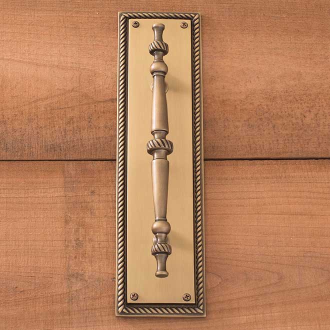 Brass Accents [A06P0241609] Solid Brass Door Pull Plate Academy Antique Brass Finish 2 1