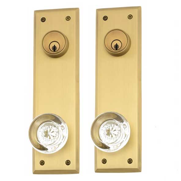 Brass Accents [D07K540] Solid Brass Door Tubular Entry Set Quaker Series Double Cylinder