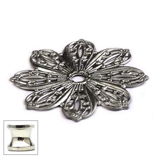 Cal Crystal [24BP-US14] Solid Brass Cabinet Knob Backplate - Flower - Polished Nickel Finish - 1 3/4" Dia.
