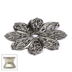 Cal Crystal [24BP-US15] Solid Brass Cabinet Knob Backplate - Flower - Satin Nickel Finish - 1 3/4&quot; Dia.