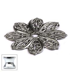 Cal Crystal [24BP-US26] Solid Brass Cabinet Knob Backplate - Flower - Polished Chrome Finish - 1 3/4&quot; Dia.