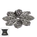 Cal Crystal [24BP-US5] Solid Brass Cabinet Knob Backplate - Flower - Antique Brass Finish - 1 3/4" Dia.