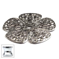 Cal Crystal [760BP-US26] Solid Brass Cabinet Knob Backplate - Flower Petals - Polished Chrome Finish - 1 3/4&quot; Dia.