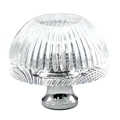 Cal Crystal [G248-US14] Crystal Cabinet Knob - Clear - Half Round - Polished Nickel Stem - 1 3/8" Dia.