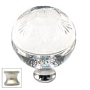 Cal Crystal [M1111-US15] Crystal Cabinet Knob - Clear - Globe - Pineapple Etching - Satin Nickel Stem - 1 3/8&quot; Dia.