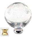 Cal Crystal [M1111-US3] Crystal Cabinet Knob - Clear - Globe - Pineapple Etching - Polished Brass Stem - 1 3/8" Dia.