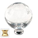 Cal Crystal [M1111-US3] Crystal Cabinet Knob - Clear - Globe - Pineapple Etching - Polished Brass Stem - 1 3/8&quot; Dia.