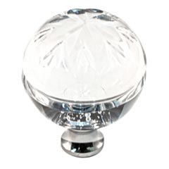 Cal Crystal [M1112-US10B] Crystal Cabinet Knob - Clear - Globe - Floral Etching - Oil Rubbed Bronze Stem - 1 3/8&quot; Dia.