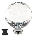 Cal Crystal [M1112-US10B] Crystal Cabinet Knob - Clear - Globe - Floral Etching - Oil Rubbed Bronze Stem - 1 3/8&quot; Dia.