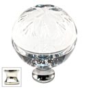 Cal Crystal [M1112-US14] Crystal Cabinet Knob - Clear - Globe - Floral Etching - Polished Nickel Stem - 1 3/8&quot; Dia.