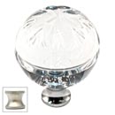 Cal Crystal [M1112-US15] Crystal Cabinet Knob - Clear - Globe - Floral Etching - Satin Nickel Stem - 1 3/8" Dia.