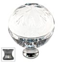 Cal Crystal [M1112-US15A] Crystal Cabinet Knob - Clear - Globe - Floral Etching - Pewter Stem - 1 3/8&quot; Dia.