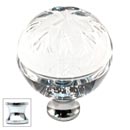 Cal Crystal [M1112-US26] Crystal Cabinet Knob - Clear - Globe - Floral Etching - Polished Chrome Stem - 1 3/8" Dia.