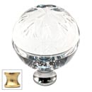 Cal Crystal [M1112-US3] Crystal Cabinet Knob - Clear - Globe - Floral Etching - Polished Brass Stem - 1 3/8" Dia.