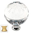Cal Crystal [M1112-US4] Crystal Cabinet Knob - Clear - Globe - Floral Etching - Satin Brass Stem - 1 3/8" Dia.
