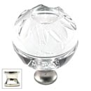 Cal Crystal [M1113-US14] Crystal Cabinet Knob - Clear - Globe - Groove Etching - Polished Nickel Stem - 1 3/8" Dia.