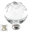 Cal Crystal [M1113-US15] Crystal Cabinet Knob - Clear - Globe - Groove Etching - Satin Nickel Stem - 1 3/8&quot; Dia.
