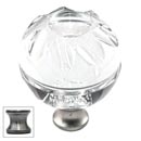 Cal Crystal [M1113-US15A] Crystal Cabinet Knob - Clear - Globe - Groove Etching - Pewter Stem - 1 3/8" Dia.