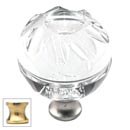 Cal Crystal [M1113-US3] Crystal Cabinet Knob - Clear - Globe - Groove Etching - Polished Brass Stem - 1 3/8" Dia.