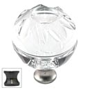 Cal Crystal [M1113-US5] Crystal Cabinet Knob - Clear - Globe - Groove Etching - Antique Brass Stem - 1 3/8" Dia.