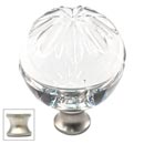 Cal Crystal [M1114-US15] Crystal Cabinet Knob - Clear - Globe - Raised Sunburst Etching - Satin Nickel Stem - 1 3/8" Dia.
