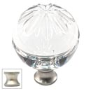 Cal Crystal [M1114-US15] Crystal Cabinet Knob - Clear - Globe - Raised Sunburst Etching - Satin Nickel Stem - 1 3/8&quot; Dia.