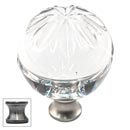 Cal Crystal [M1114-US15A] Crystal Cabinet Knob - Clear - Globe - Raised Sunburst Etching - Pewter Stem - 1 3/8" Dia.