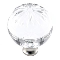 Cal Crystal [M1115-US15A] Crystal Cabinet Knob - Clear - Globe - Sunburst Etching - Pewter Stem - 1 3/8&quot; Dia.