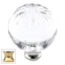 Cal Crystal [M1115-US3] Crystal Cabinet Knob - Clear - Globe - Sunburst Etching - Polished Brass Stem - 1 3/8" Dia.