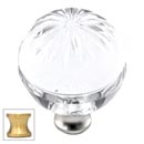 Cal Crystal [M1115-US4] Crystal Cabinet Knob - Clear - Globe - Sunburst Etching - Satin Brass Stem - 1 3/8&quot; Dia.