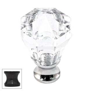Cal Crystal [M13-23-US10B] Crystal Cabinet Knob - Clear - Octagonal - Small - Oil Rubbed Bronze Stem - 7/8" Dia.