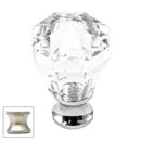 Cal Crystal [M13-23-US15] Crystal Cabinet Knob - Clear - Octagonal - Small - Satin Nickel Stem - 7/8" Dia.