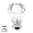 Cal Crystal [M13-23-US26] Crystal Cabinet Knob - Clear - Octagonal - Small - Polished Chrome Stem - 7/8" Dia.