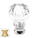 Cal Crystal [M13-23-US4] Crystal Cabinet Knob - Clear - Octagonal - Small - Satin Brass Stem - 7/8" Dia.